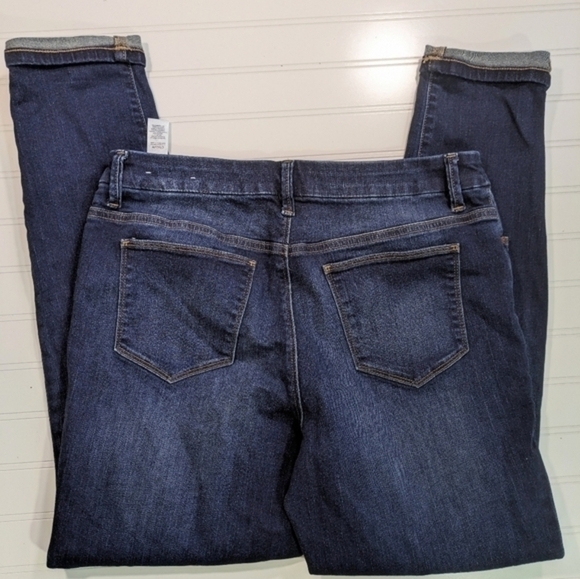 Chico's Distressed, Embellished Dark Wash Platinum Jegging - Picture 4 of 7